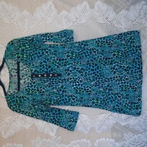 Lilly Pulitzer Dress Turquoise Leopard sz Small 100%cotton